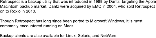 Veritas Symantec Retrospect backup tape cartridge index and catalog images